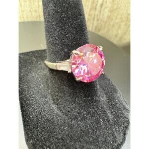 Elegant Pink Sakura Moissanite Ring 925 Sterling Silver